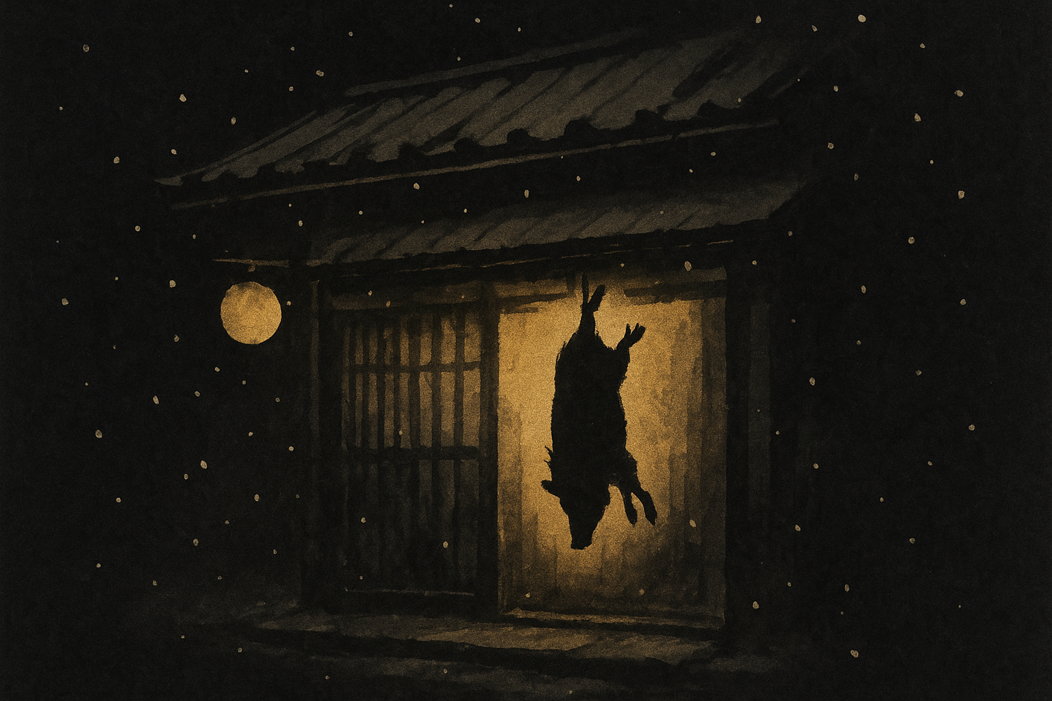 Momonjiya — ink-wash illustration