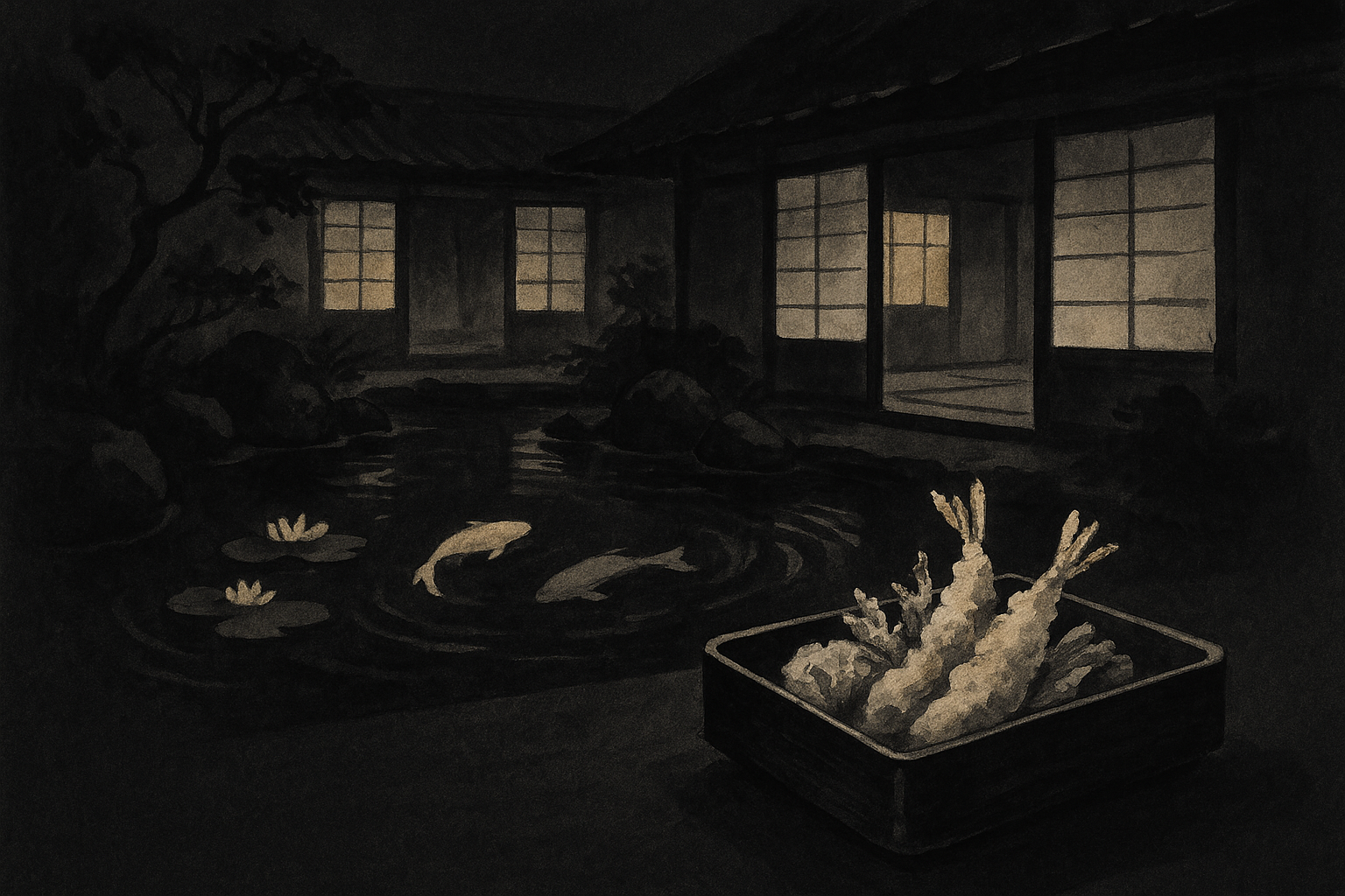 Tempura Nakasei — ink-wash illustration